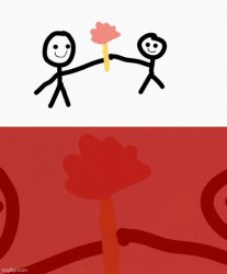 stickmen holding a flower Meme Template