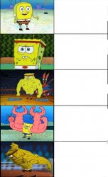 Spongebob Weak vs Strong 5 panels Meme Template