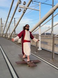 Skateboarding Jesus Meme Template