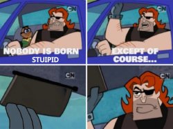 No one is born stupid Meme Template