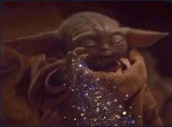 Baby Yoda Glitter Hand Meme Template