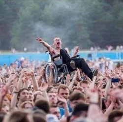 Wheelchair crowd surfing Meme Template