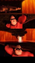 Mr Incredible breaching the lava Meme Template