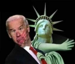 Joe Biden slapped by Statue of Liberty 1 Meme Template