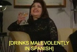 Soraya Drinks malevolently in Spanish Meme Template