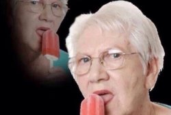 Old lady licking popsicle Meme Template