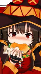 Megumin eats Mcdonalds Meme Template