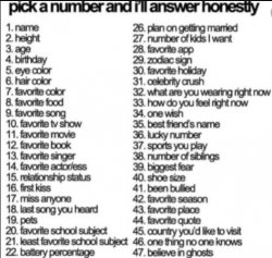pick a number and i'll answer honestly Meme Template