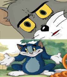 Tom and Jerry confused but okay with it Meme Template