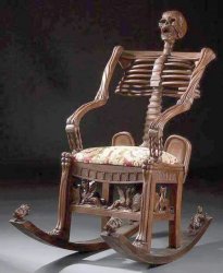 Skeleton Chair Wooden Rocking Chair Horror Meme Template