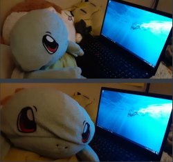 Angry stuffed animal/creature watching computer(tatu) Meme Template