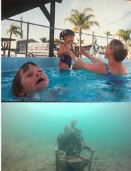 child drowning in pool Meme Template