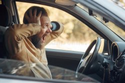 Raging man in car Meme Template