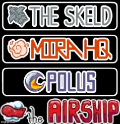 Skeld Mira hq Polus and airship icons Meme Template
