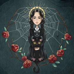 WEDNESDAY ADDAMS AND ROSES ART Meme Template