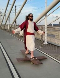 white Jesus on a skateboard Meme Template