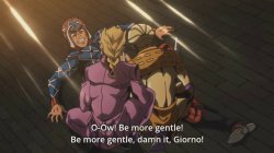 JoJo's Bizarre Adventure Giorno heals Mista Meme Template