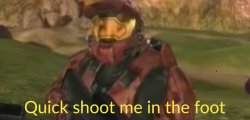 Red vs. Blue Quick shoot me in the foot Meme Template