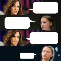 Kamala makes Greta cry Meme Template