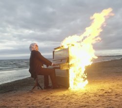 Flaming piano Meme Template