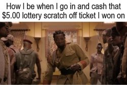 Wesley Snipes Winning 5 Dollars On Lottery Scratch Off Meme Template