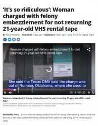 felony embezzlement VHS tape rental Meme Template