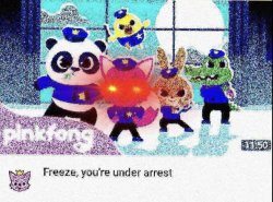 Freeze you're under arrest (deep-fried) Meme Template