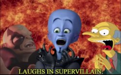 Laughs in super villain Meme Template