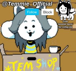 Temmie_Official announcement template Meme Template