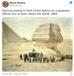 Samurai posing in front of Sphinx Meme Template