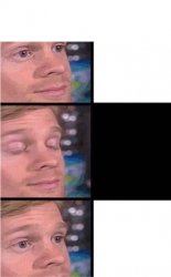 Vertical blinking guy with space on top Meme Template