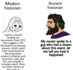 Modern vs. ancient historian Meme Template