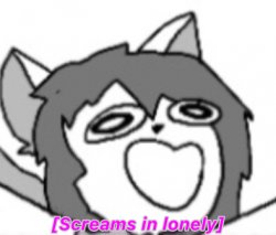 Psychocat screams in lonely Meme Template