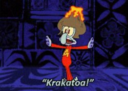 Squidward Krakatoa Meme Template