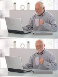 Hide the Pain Harold_Old man cup of coffee Meme Template