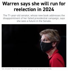 Elizabeth Warren says she will run for re-election Meme Template