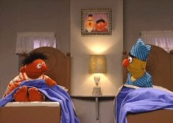 BERT & ERNIE TALK IN BED Meme Template