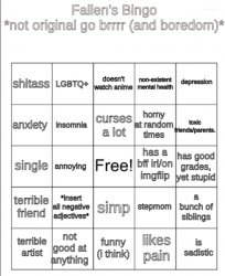 fallen bingo Meme Template