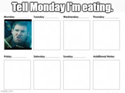 Tell Monday I'm Eating - Rick Deckard Meme Template