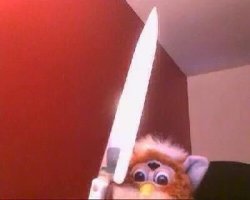 Furby with a Knife Meme Template