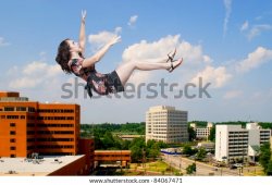 beautiful young woman  falling through the sky Meme Template