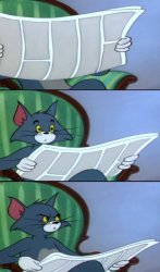 Tom Cat Reading Newspaper 3 panel Meme Template