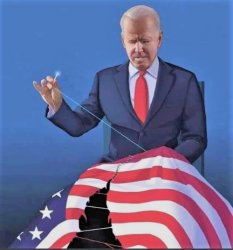 Biden stitching american flag redux Meme Template