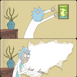 Rick Rips the Wallpaper Meme Template