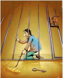 Cartoon prisoner reaching for food key Meme Template