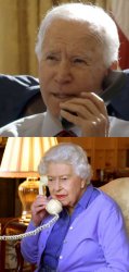 Biden on phone to Queen Elizabeth Meme Template