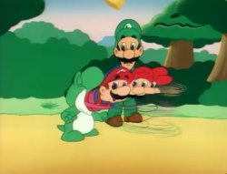 Mama Luigi- yoshi swallows Mario Meme Template