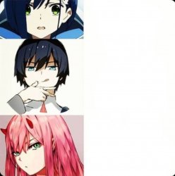 Ichigo, Hiro, and zero two Meme Template