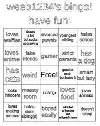 weeb1234's bingo Meme Template