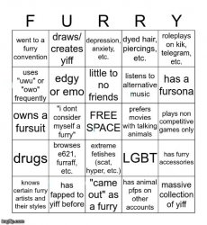 Furry Bingo V2 Meme Template